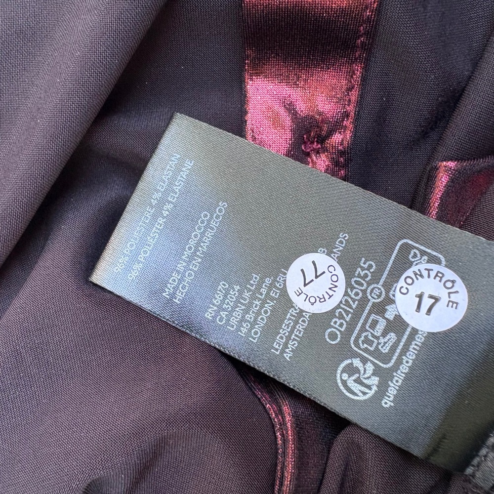 Anthropologie Metallic Burgundy Button Down Shirt Long Sleeve Shimmer Womens M - Picture 8 of 8